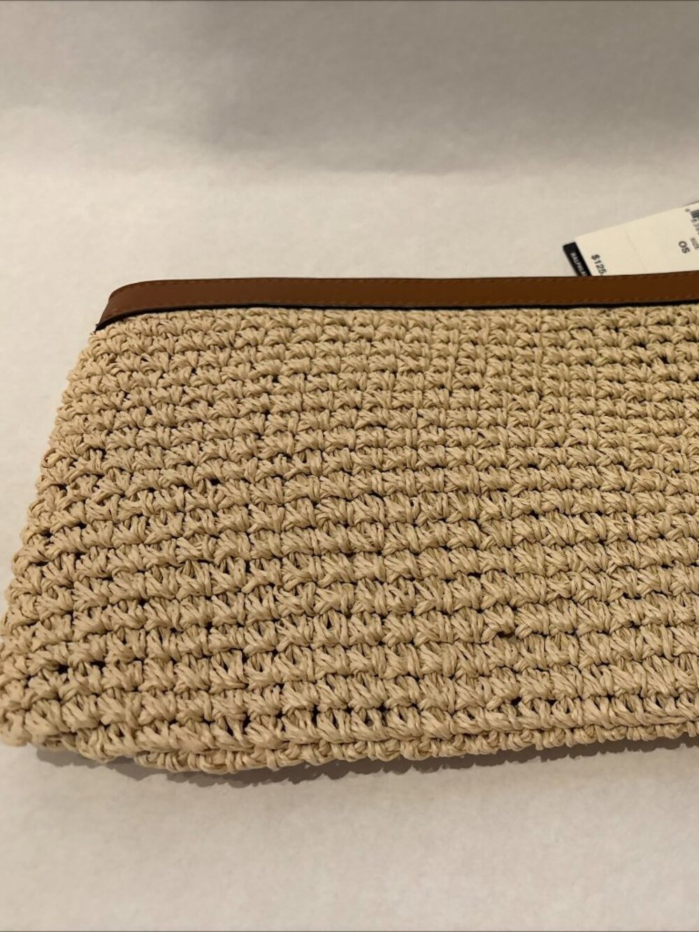 NWT Authentic Lauren Ralph Lauren Cognac Brown Leather and Woven Clutch Purse - Picture 5 of 6